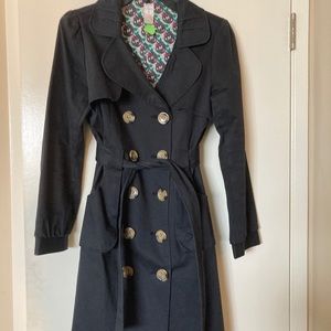 Vintage Black Cotton Trench